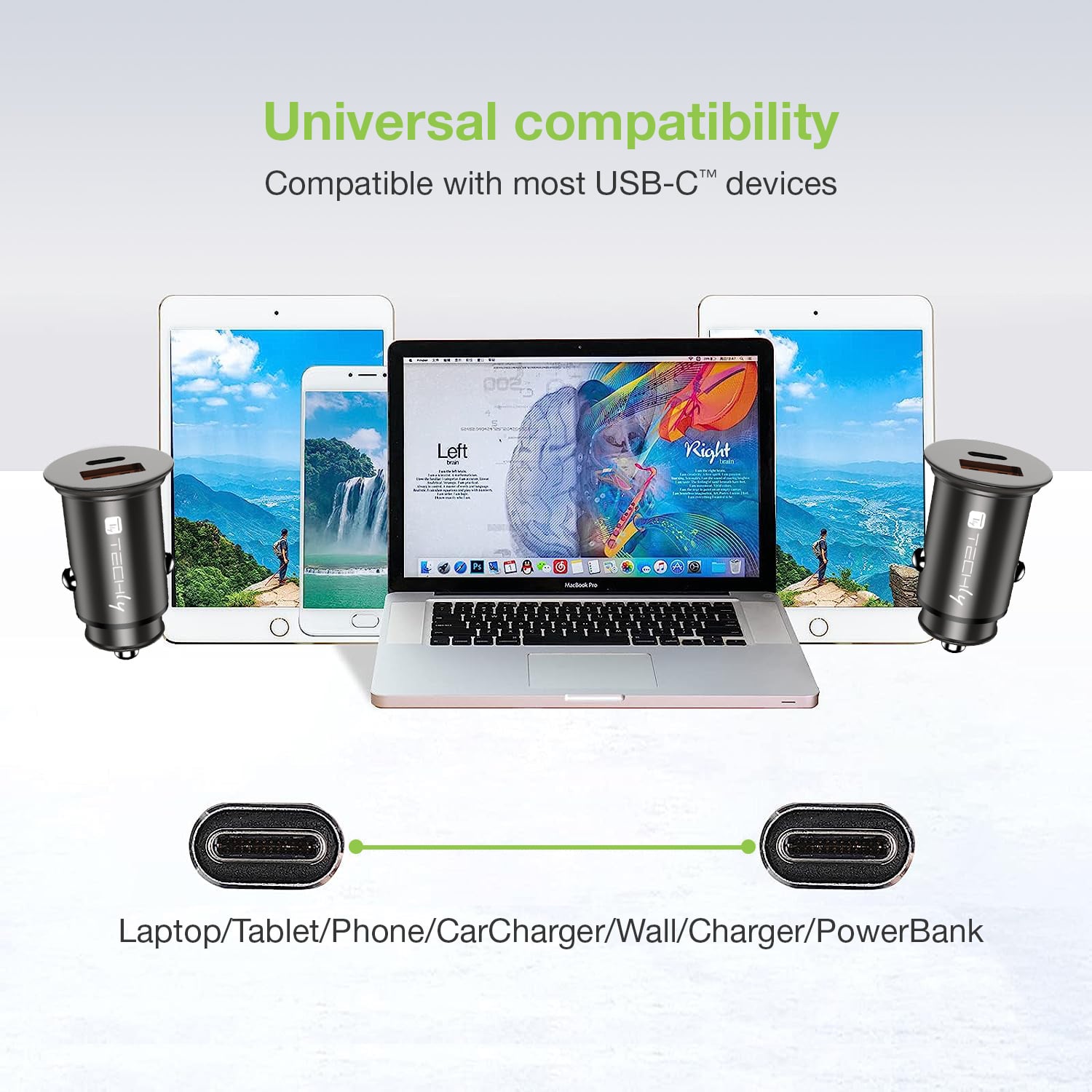 Cavo Corto Piatto USB-C™ Maschio a USB-C™ Maschio E-Mark Ricarica Rapida FPC 12.4 cm - Techly ICOC USBC-FL-U4