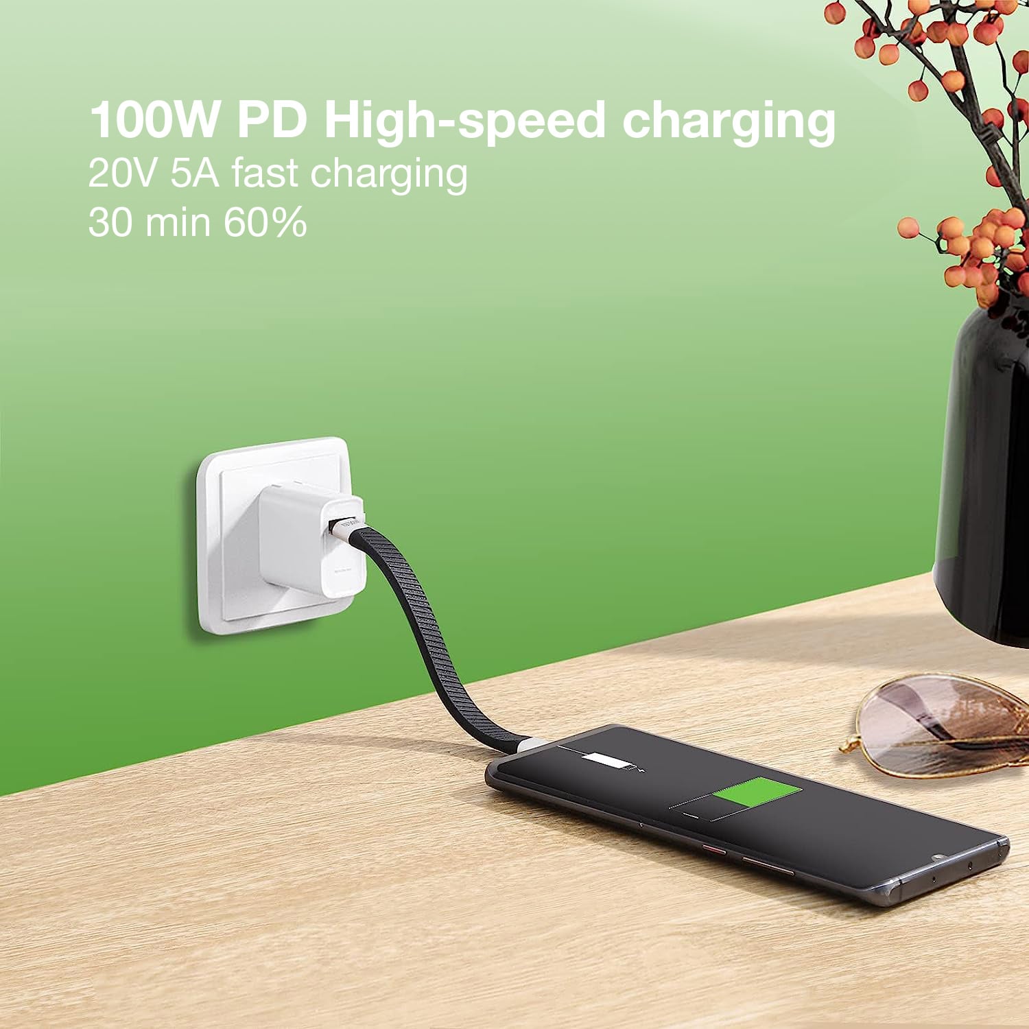 Cavo Corto Piatto USB-C™ Maschio a USB-C™ Maschio E-Mark Ricarica Rapida FPC 12.4 cm - Techly ICOC USBC-FL-U4