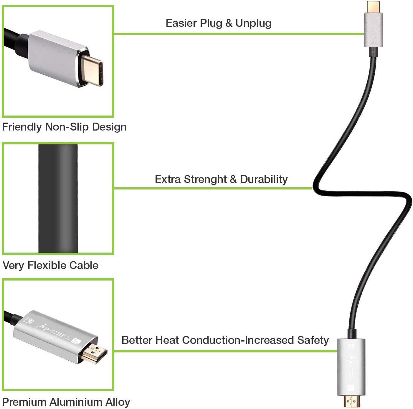 Cavo Adattatore USB-C™ 3.2 a HDMI 2.1 8K@60Hz 1,8m - Techly ICOC USBC-HDMI8-18