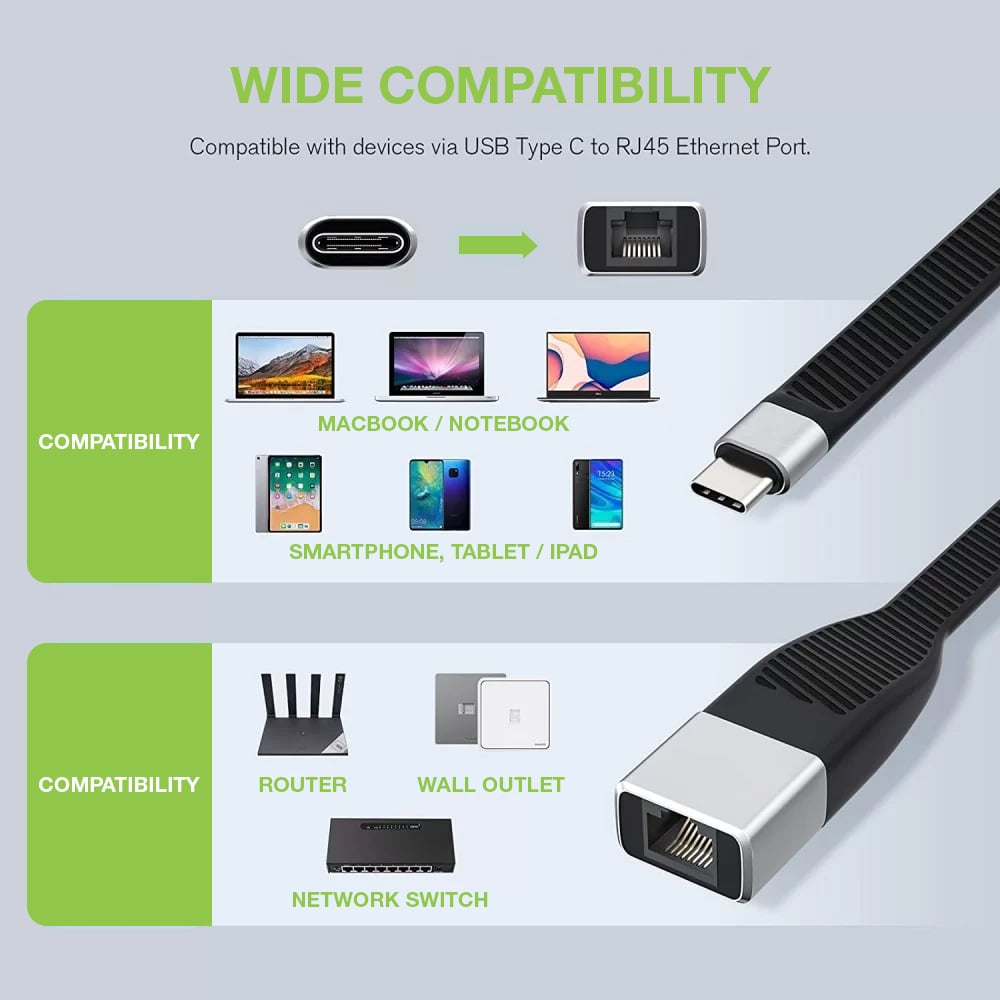 Cavo Corto Piatto USB-C™ Maschio a RJ45 Femmina FPC 14,4 cm - Techly ICOC USBC-RJ45