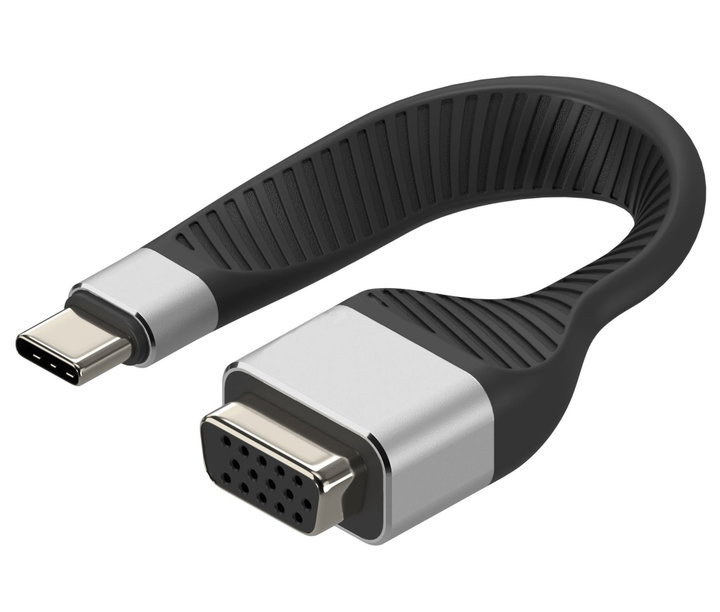 Short Cable USB-C Flat VGA male Female FPC 11,95 cm - Techly ICOC USBC-VGA