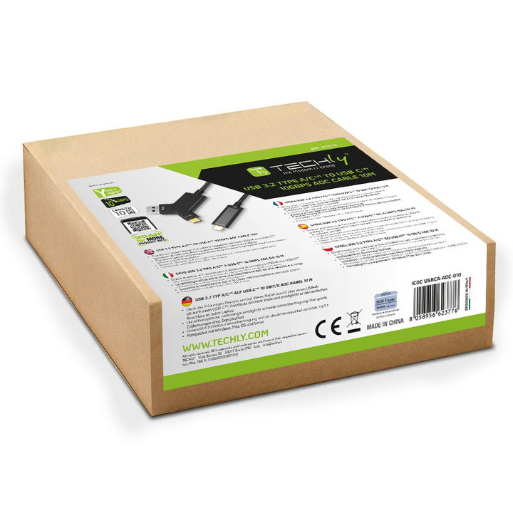 Active Optical Cable (AOC) USB 3.2 type A/C to USB-C 10 Gbps from 10 m - Techly ICOC USBCA-AOC- 010