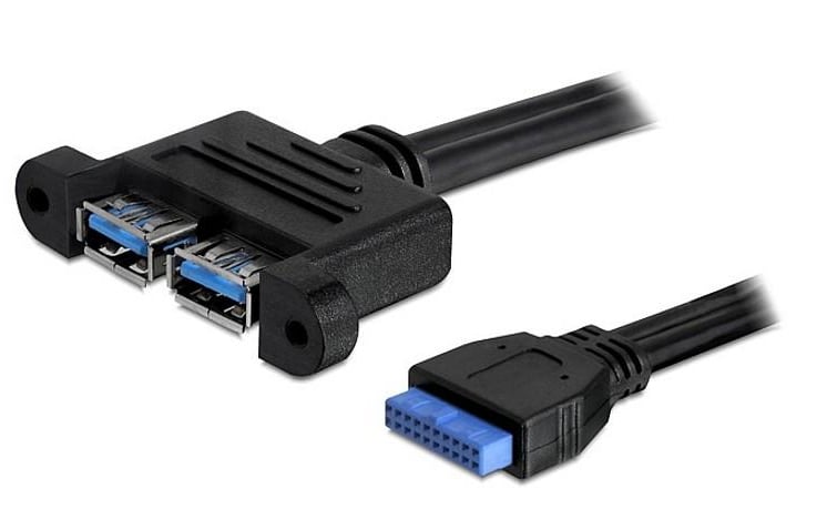 Internal cable USB 3.2 19 pin Female / 2 x USB Female from Panel - Delock ICOC USBH- 302 U 3 F