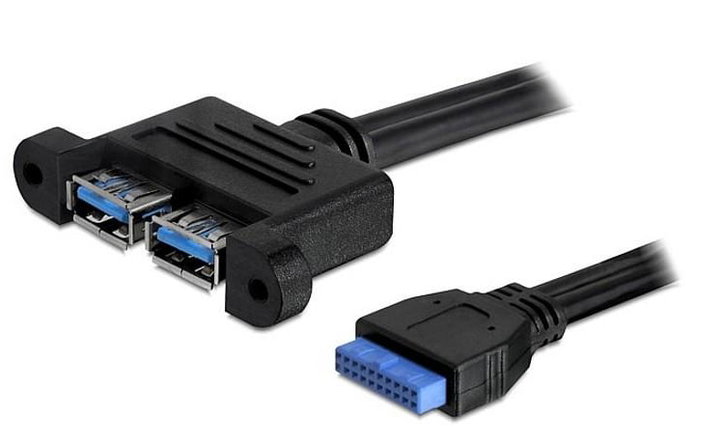 Cavo Interno USB 3.2 19 pin Femmina / 2x USB A Femmina da Pannello - Delock ICOC USBH-302U3F