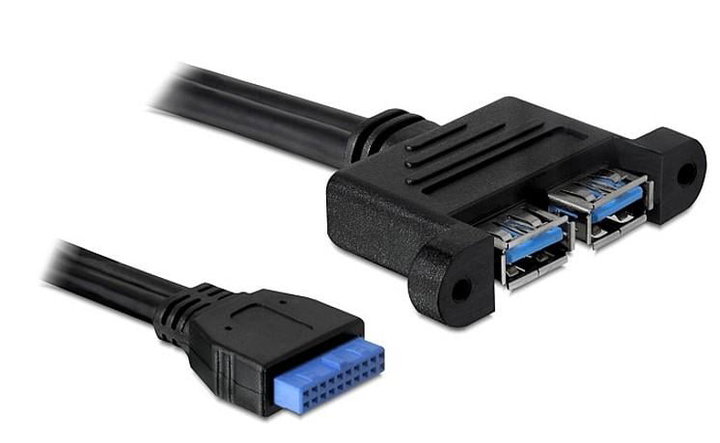 Cavo Interno USB 3.2 19 pin Femmina / 2x USB A Femmina da Pannello - Delock ICOC USBH-302U3F