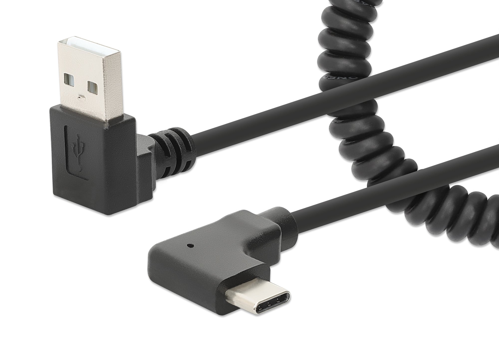 USB-A charging cable to USB-C 1 m Spiraled Black - Manhattan ICOC-USB-CHAC-SP