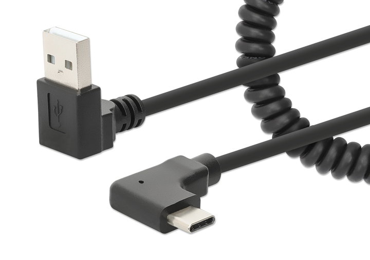 Cavo di Ricarica USB-A a USB-C 1m Spiralato Nero - Manhattan ICOC-USB-CHAC-SP