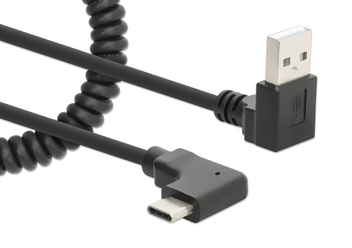 Cavo di Ricarica USB-A a USB-C 1m Spiralato Nero - Manhattan ICOC-USB-CHAC-SP