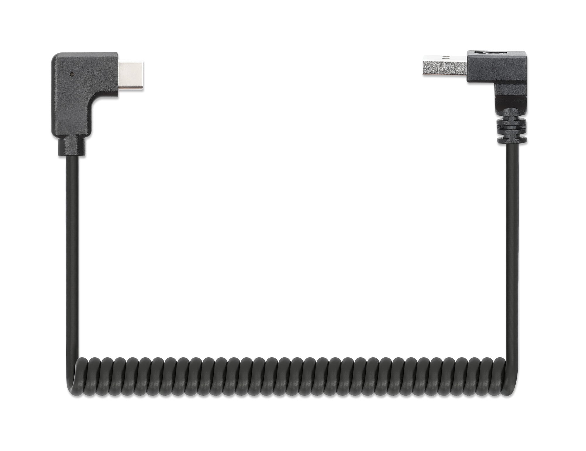USB-A charging cable to USB-C 1 m Spiraled Black - Manhattan ICOC-USB-CHAC-SP