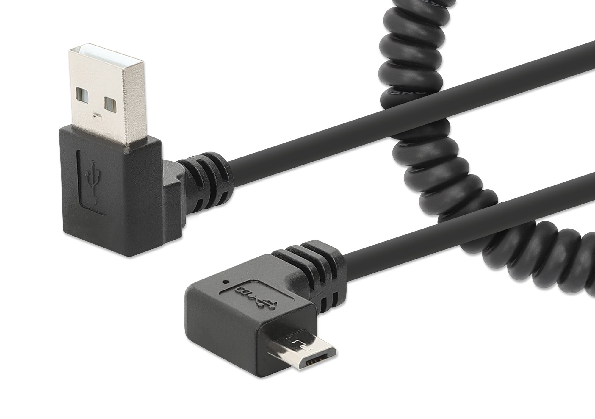 USB-A Recharge Cable to Micro-USB 1 m Spiraled Black - Manhattan ICOC-USB-CHAM-SP