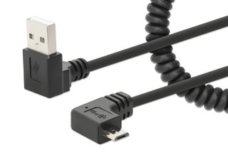 Cavo di Ricarica USB-A a Micro-USB 1m Spiralato Nero - Manhattan ICOC-USB-CHAM-SP