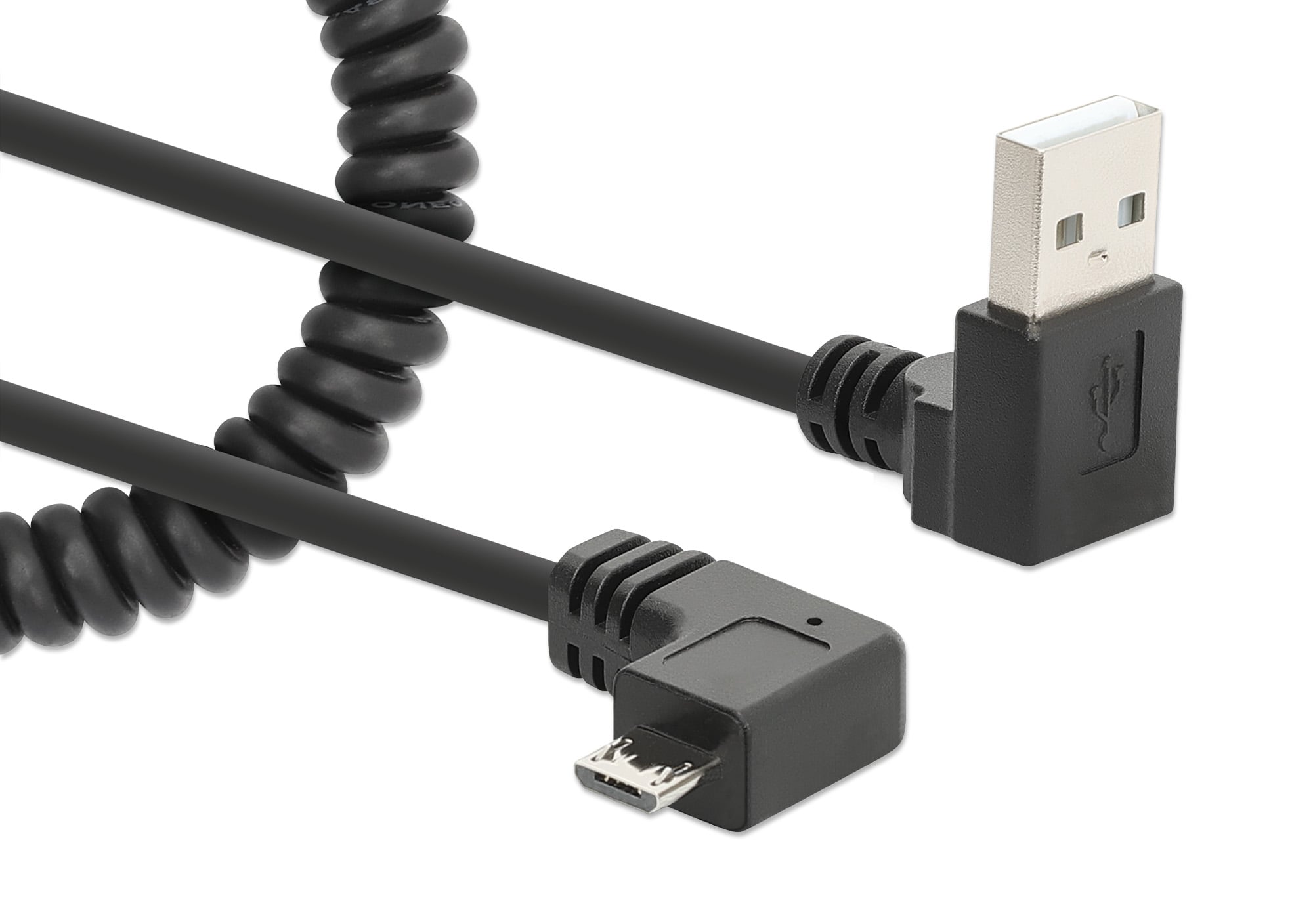 USB-A Recharge Cable to Micro-USB 1 m Spiraled Black - Manhattan ICOC-USB-CHAM-SP