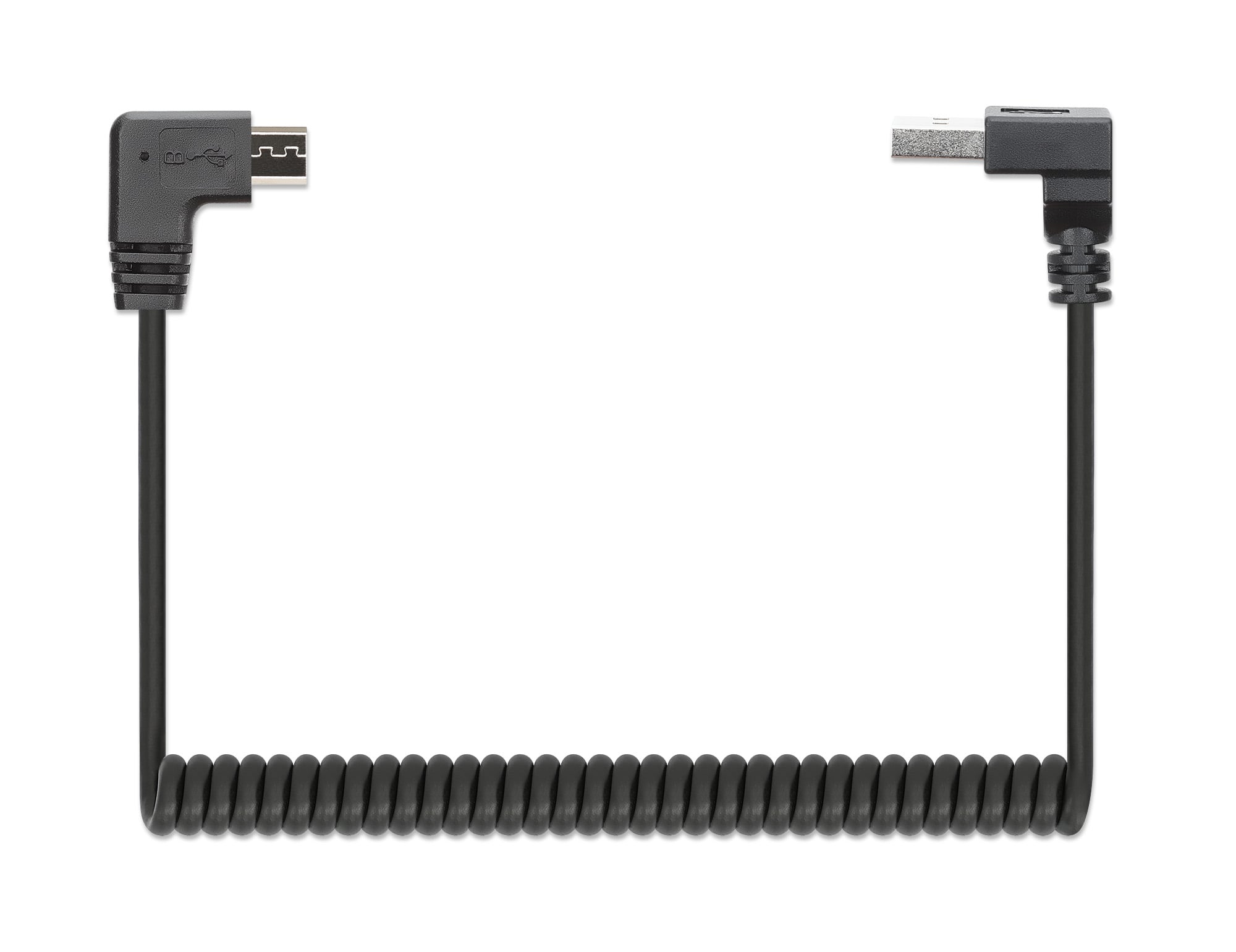 USB-A Recharge Cable to Micro-USB 1 m Spiraled Black - Manhattan ICOC-USB-CHAM-SP