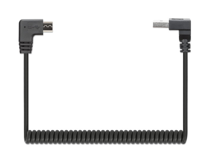 Cavo di Ricarica USB-A a Micro-USB 1m Spiralato Nero - Manhattan ICOC-USB-CHAM-SP