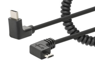 Cavo di Ricarica USB-C a Micro-USB 1m Spiralato Nero - Manhattan ICOC-USB-CHCM-SP