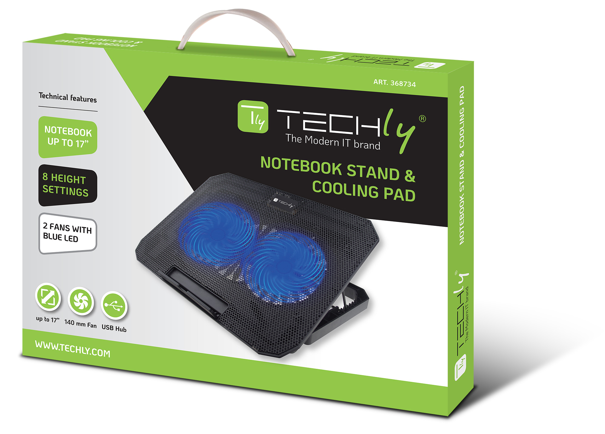 Supporto per Notebook fino a 17'' con Sistema di Raffreddamento - Techly ICOOL-CP11TY