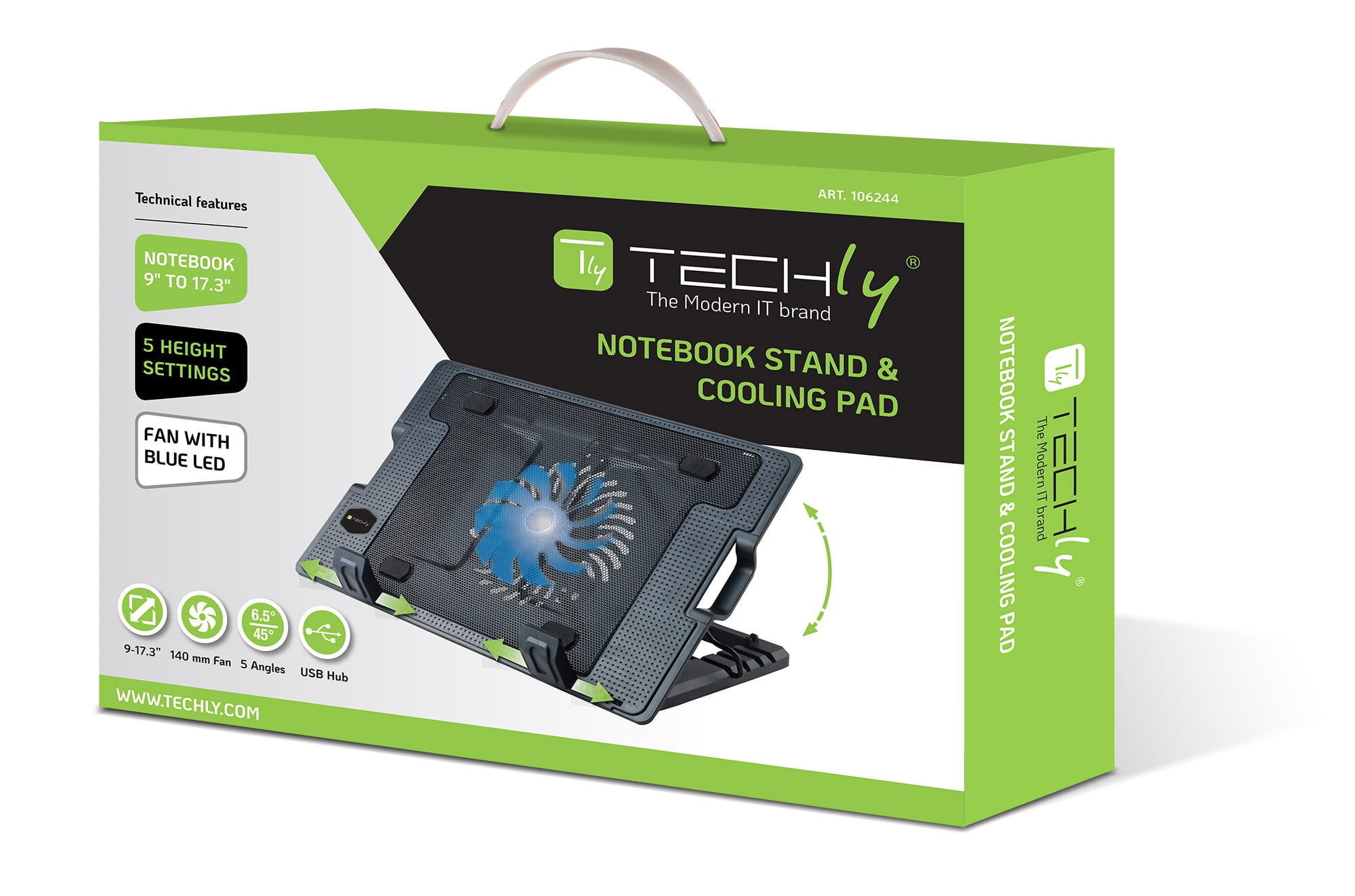 Supporto per notebook fino a 17.3'' con sistema di raffreddamento - Techly ICOOL-CP12TY