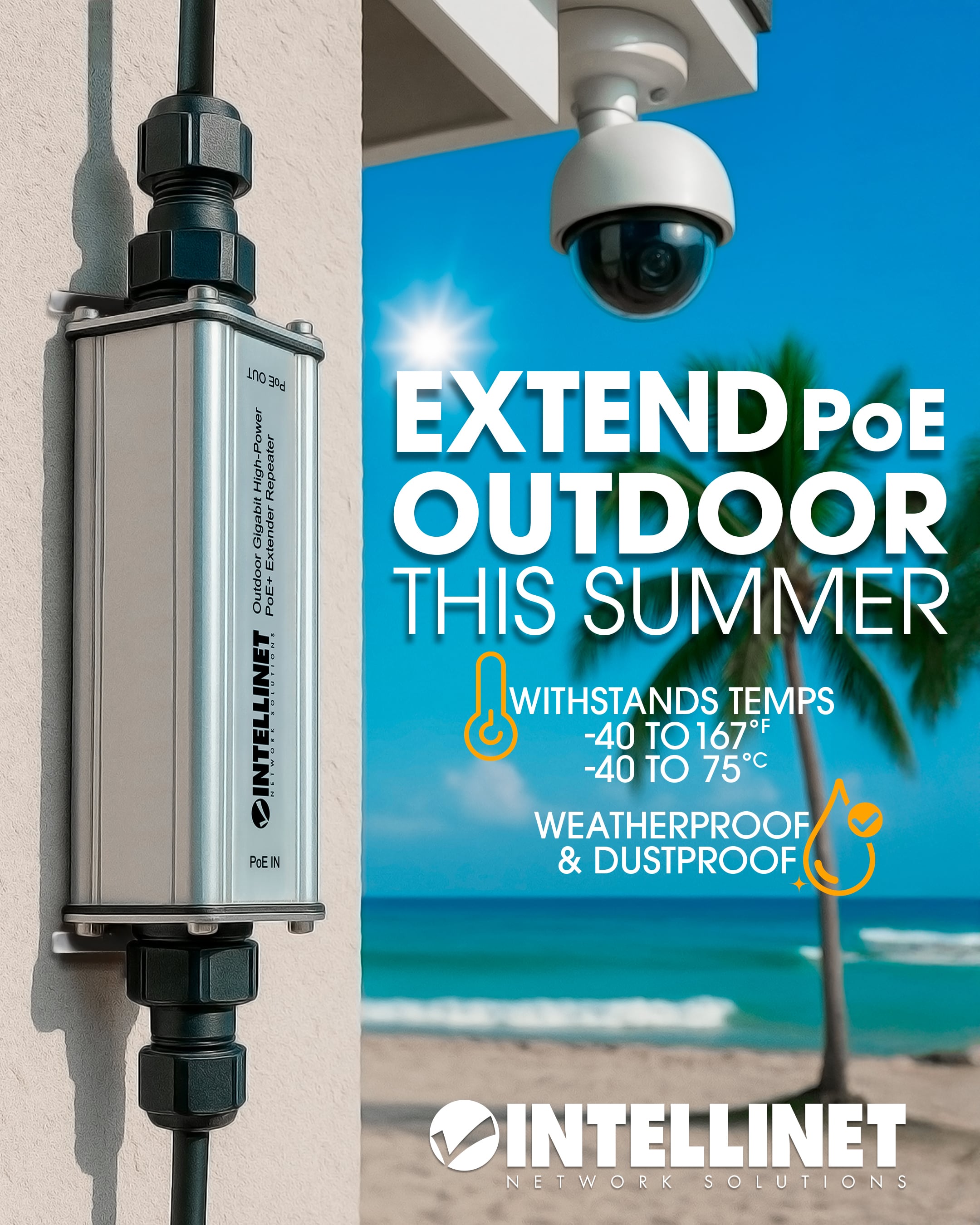 Extender Repeater PoE+ Gigabit High-Power per Esterno - Intellinet ICPOE002