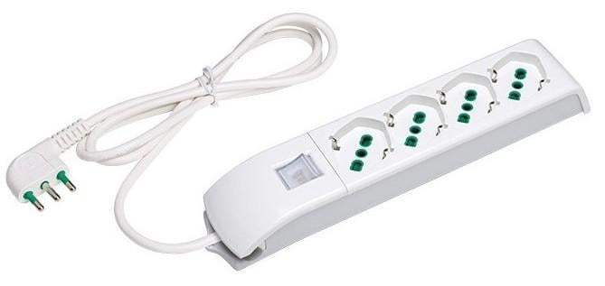 Multipresa 4 Posti Italiana Bipasso / Schuko Bianco - FME ICPS004F