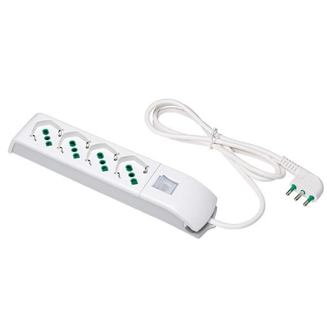 Multipresa 4 Posti Italiana Bipasso / Schuko Bianco - FME ICPS004F