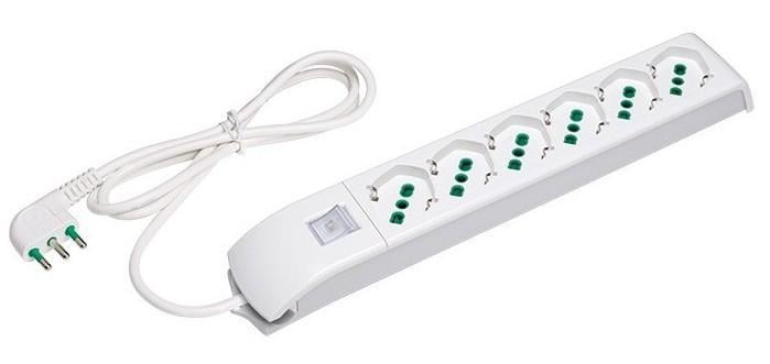Multipresa 6 Posti Italiana Bipasso / Schuko Bianco - FME ICPS006F