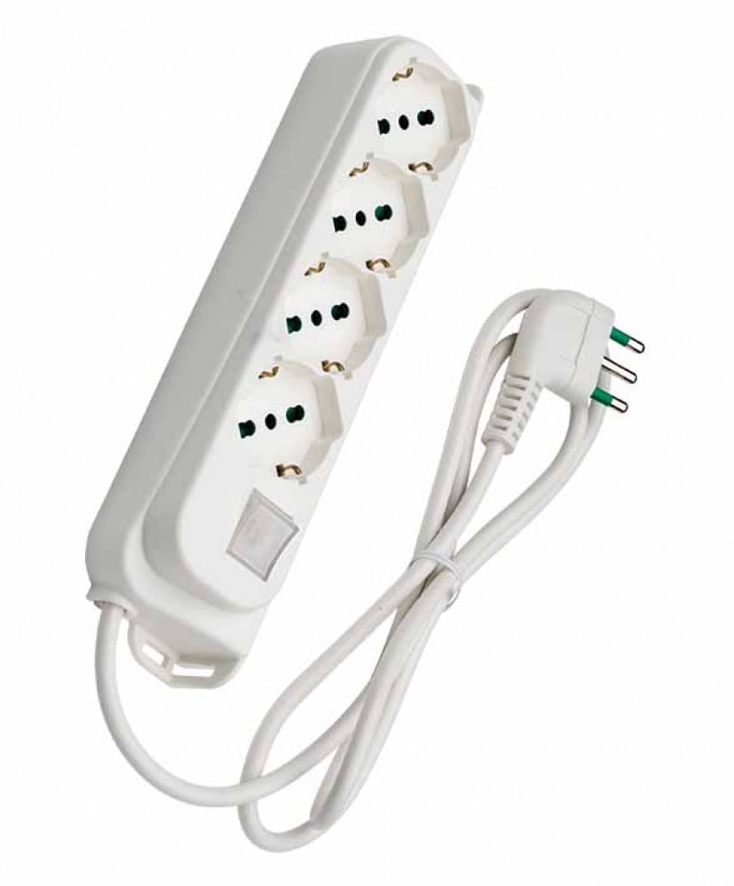 Multipresa 4 Posti Schuko con Interruttore e Cavo 1,5m Bianca - FME ICPS4042W