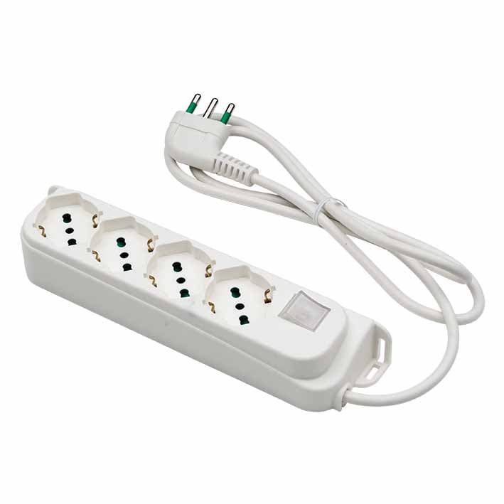 Multipresa 4 Posti Schuko con Interruttore e Cavo 1,5m Bianca - FME ICPS4042W
