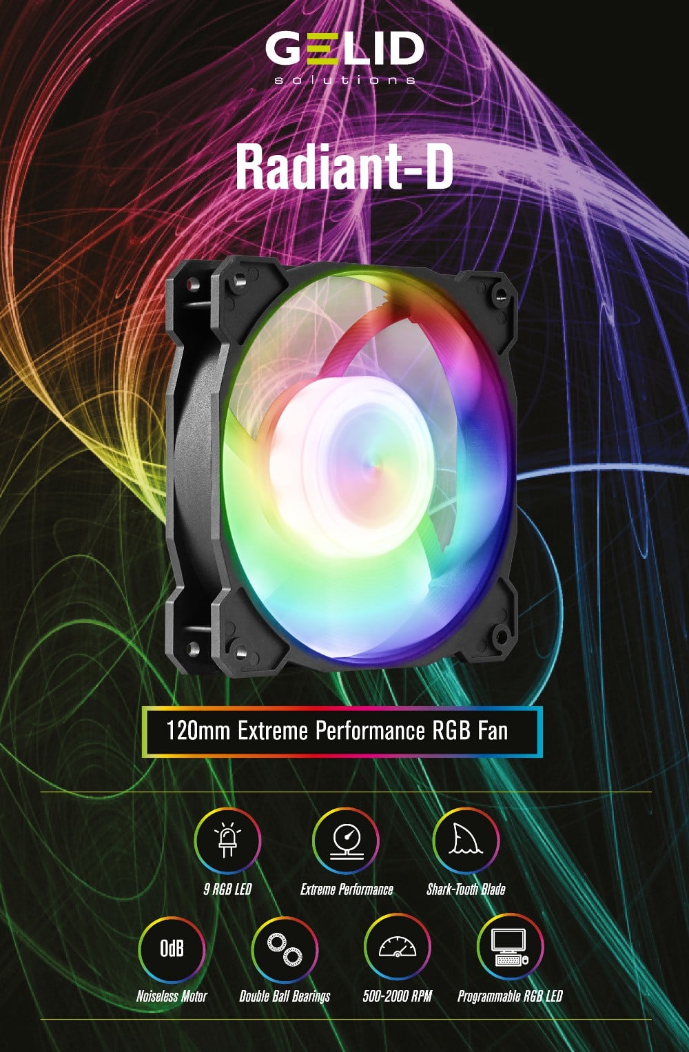 Dissipatore CPU RGB LED Radiant-D Alte Prestazioni per AMD e Intel - Gelid Solutions ICPU-GE-FND20