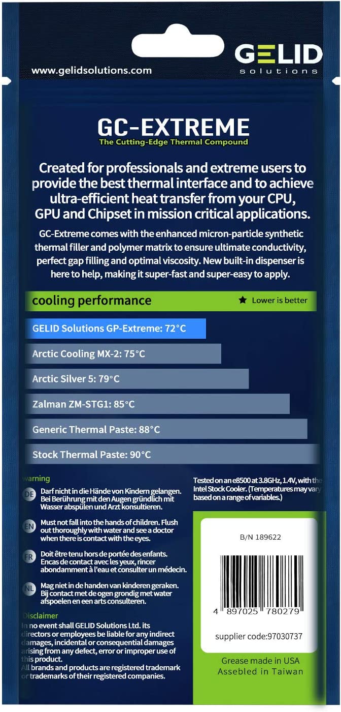 Pasta Termoconduttiva GC-Extreme per Dissipatore di Calore 3.5g - Gelid Solutions ICPU-GE-GC3A