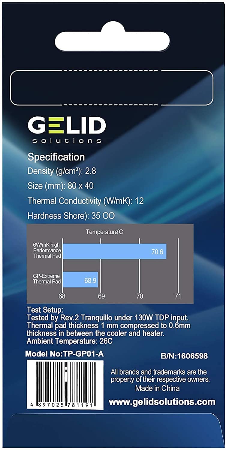 Gomma Termoconduttiva 80x40x0.5 mm, TP-GP01-A - Gelid Solutions ICPU-GE-GP01A