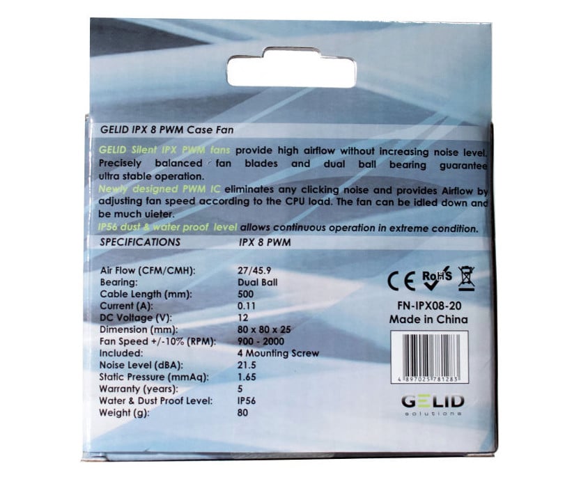 Ventola Industriale IPX 80x80x25 IP56 PWM - Gelid Solutions ICPU-GE-IPX8PW