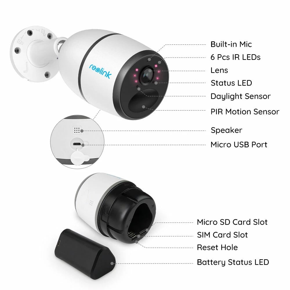 Telecamera di Sicurezza a Batteria 8MP 4K IP65 da Esterno, Serie G340 - Reolink ICR-G340