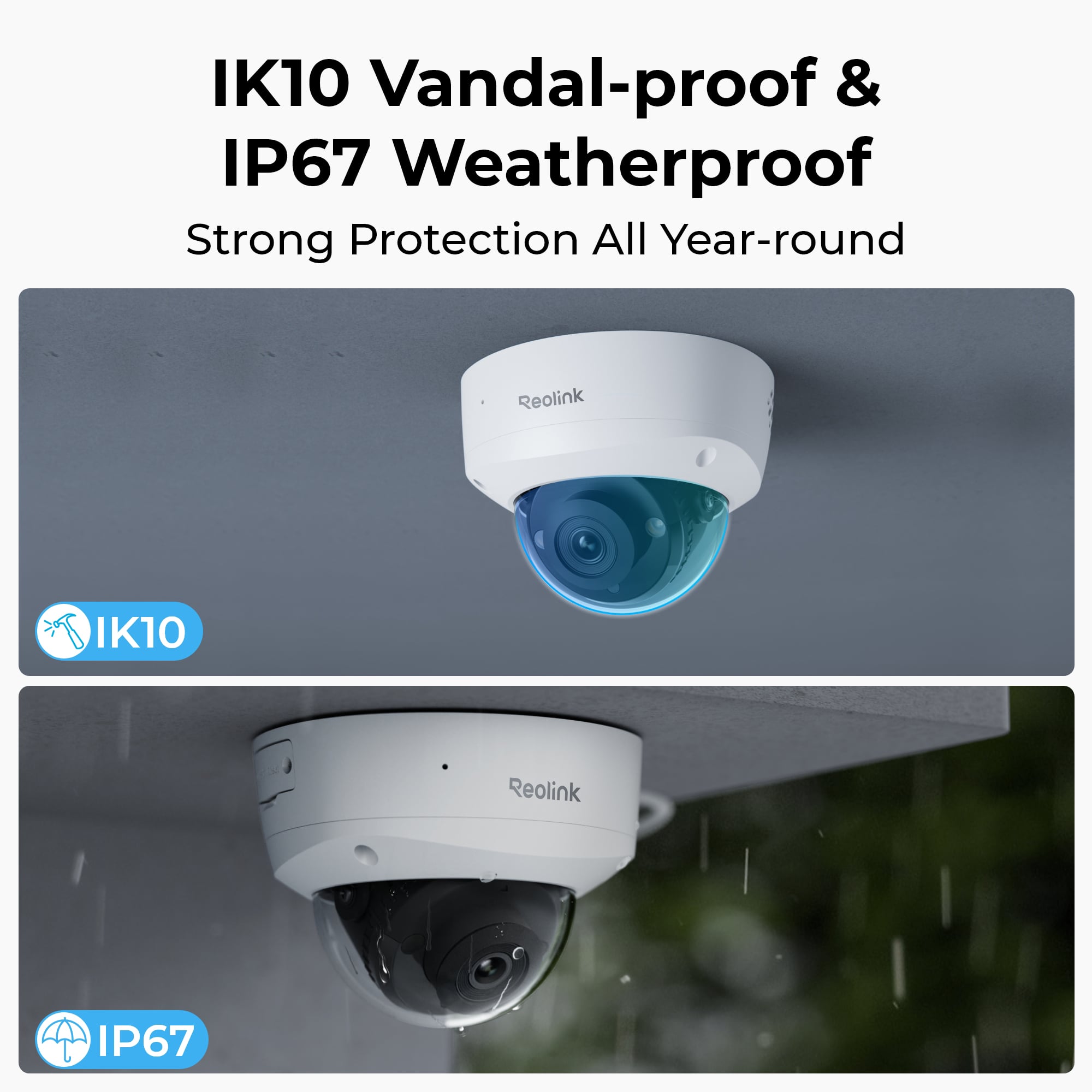 Telecamera Dome PoE Antivandalo IK10 4K Ultra HD con Visione Notturna a Colori, P337 - Reolink ICR-P337