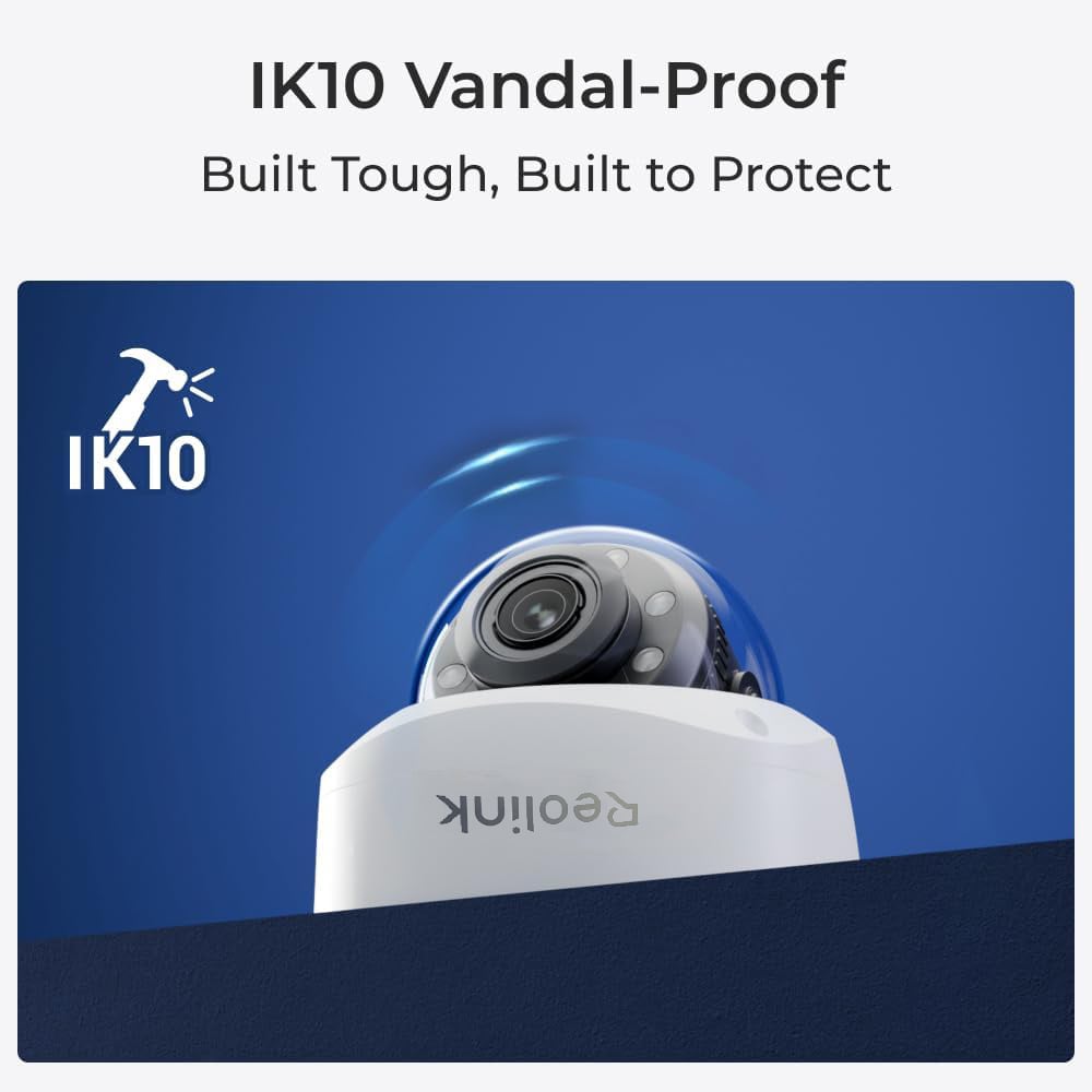 Telecamera Dome PoE Antivandalo IK10 4K con Zoom Ottico 5X, RP-PCV8MZ - Reolink ICR-RP-PCV8MZ