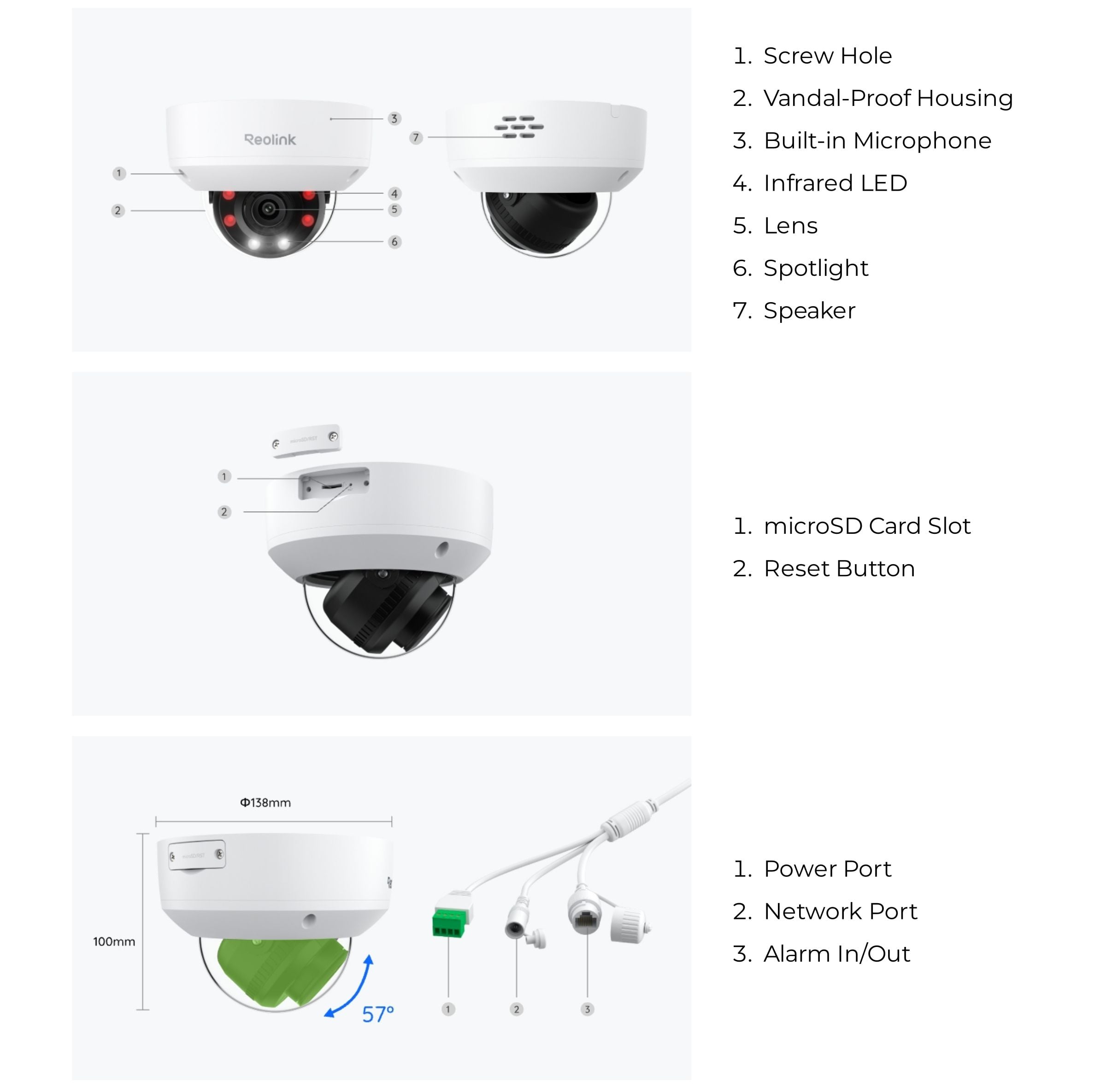 Telecamera Dome PoE Antivandalo IK10 4K con Zoom Ottico 5X, RP-PCV8MZ - Reolink ICR-RP-PCV8MZ