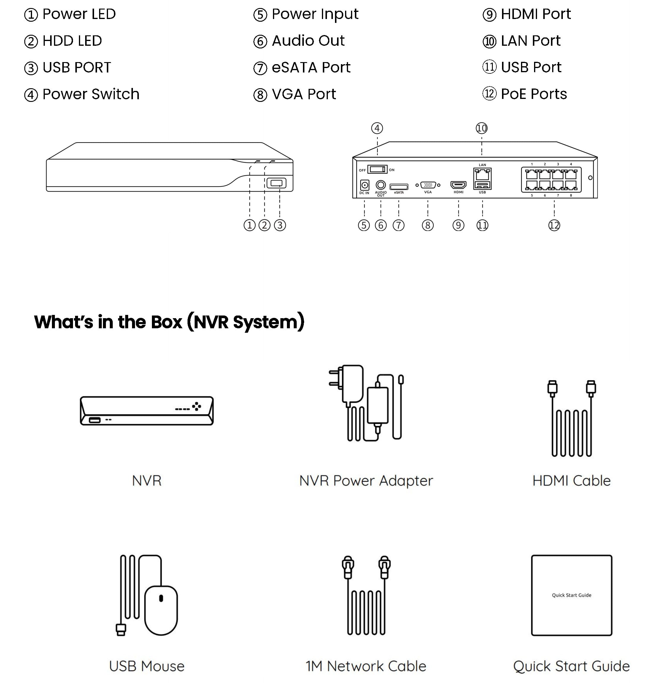 Video recorder NVR 8 CH Poe 16 MP Up to 32 TB HDMI VGA - Reolink ICR-RP-PN 8 NHD
