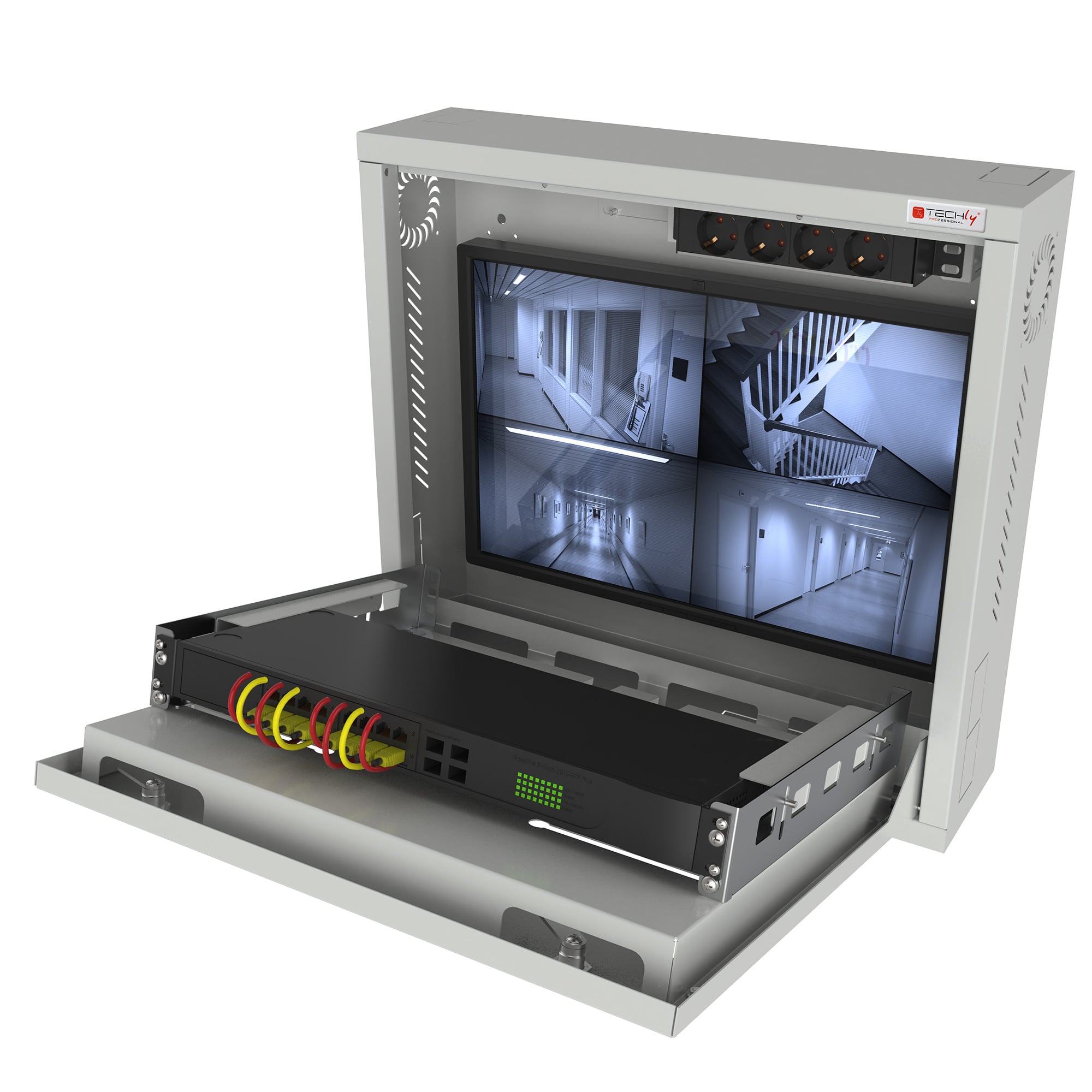Security Box for DVR and Video Surveillance with Screen Window - Techly Professional ICRLIM 08 W 2 S