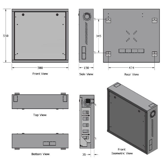 Box di Sicurezza per DVR e Videosorveglianza con Finestra per Schermo - Techly Professional ICRLIM08W2S