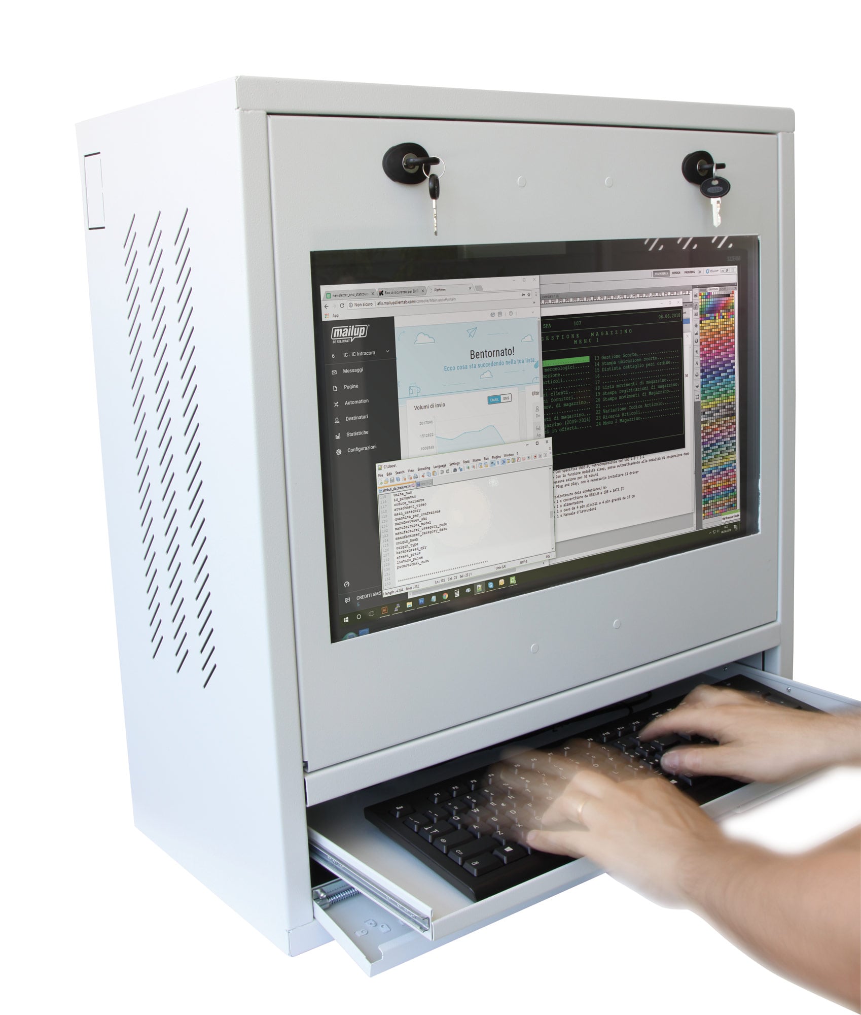 Armadio di sicurezza per PC, monitor LCD e tastiera Grigio - Techly Professional ICRLIM10
