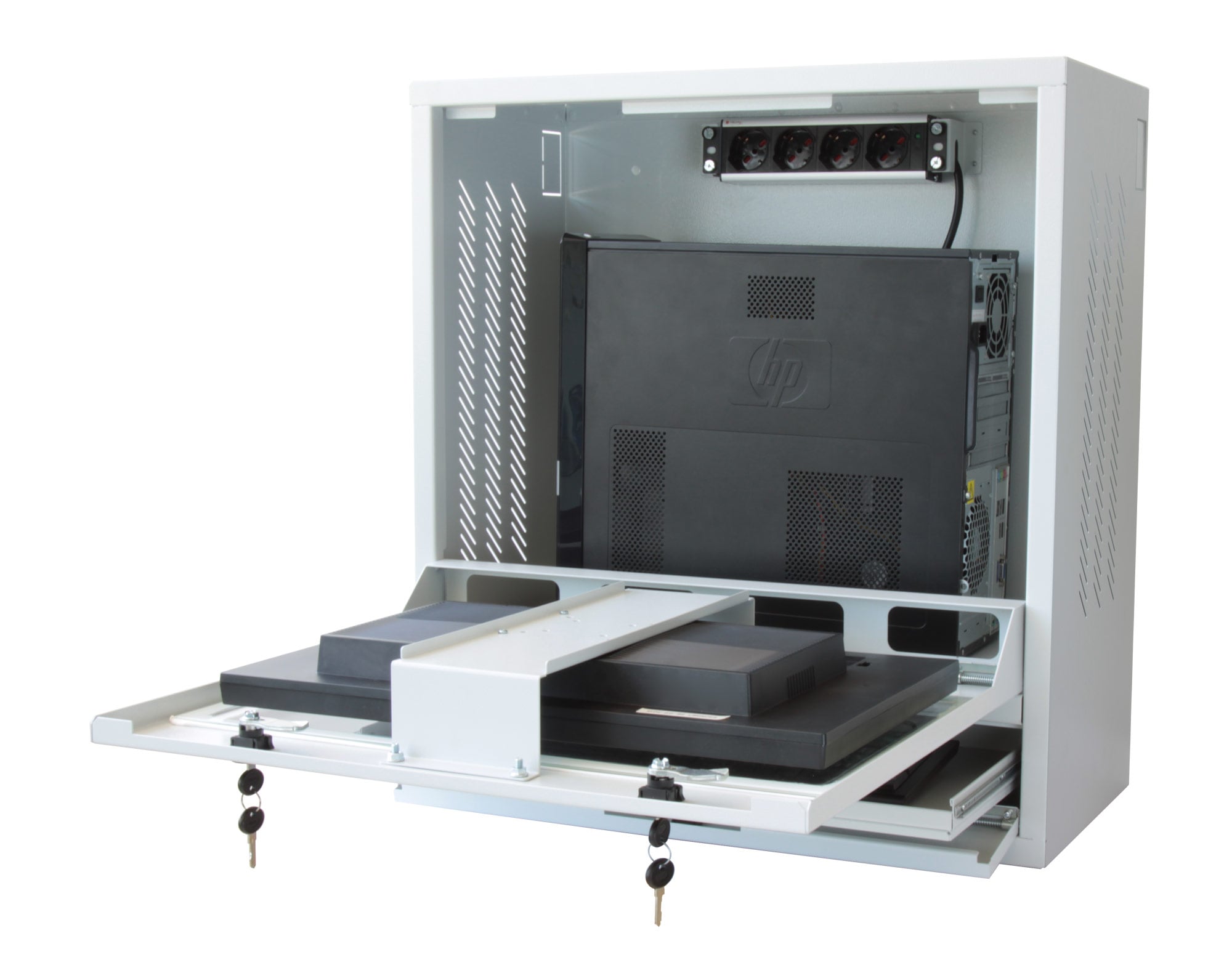 Security cabinet for PC, LCD monitor and keyboard White - Techly Professional ICRLIM 10 W