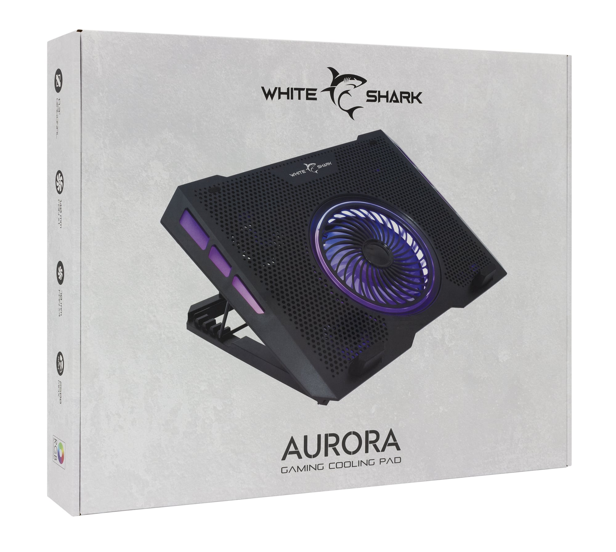 Dissipatore USB per Notebook fino a 17.3'' con 6 Regolazioni di Altezza e 2 Porte USB - White Shark ICSB-AURORABK
