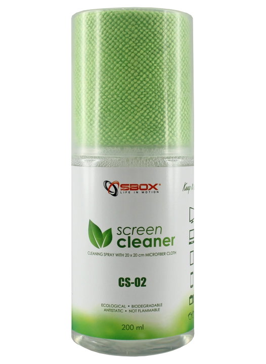 Spray di Pulizia per Monitor LCD 200ml con Panno in Microfibra Verde - Sbox ICSB-CS02