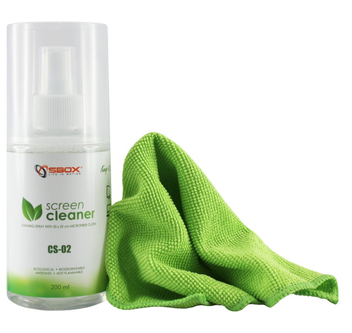 Spray di Pulizia per Monitor LCD 200ml con Panno in Microfibra Verde - Sbox ICSB-CS02