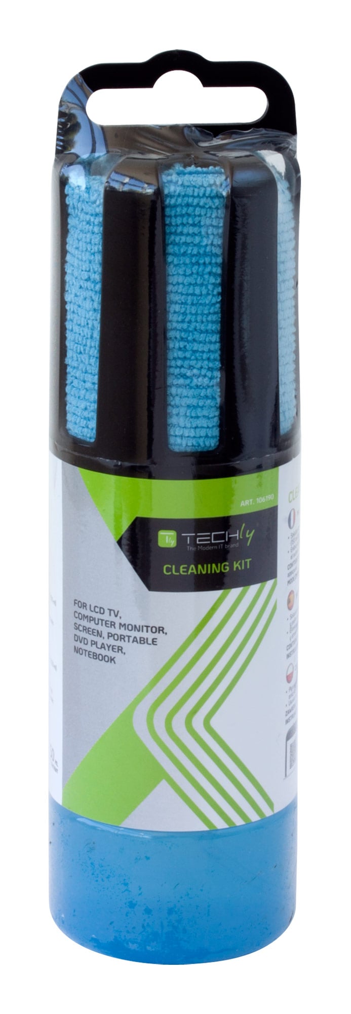 Spray di Pulizia per Monitor LCD con Panno in Microfibra Azzurro - Techly ICSB-CS5005BLTY