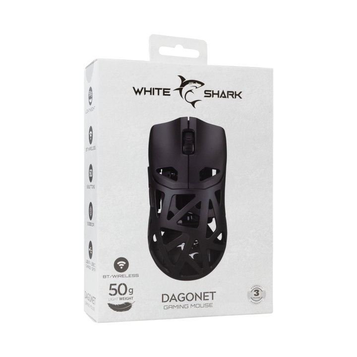 Mouse Ottico Wireless Gaming 24000 DPI LED Nero, DAGONET-B - White Shark ICSB-DAGONETBK