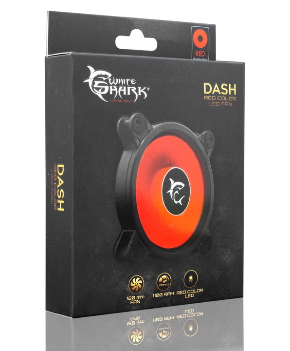 Ventola di Raffreddamento 4pin LED Rosso 120 mm 25dBA Fan PC Gaming - White Shark ICSB-DASH