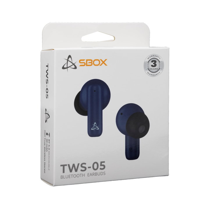 Auricolari Bluetooth v5.4 con Custodia di Ricarica EB-TWS05 Blu - Sbox ICSB-EBTWS05BL
