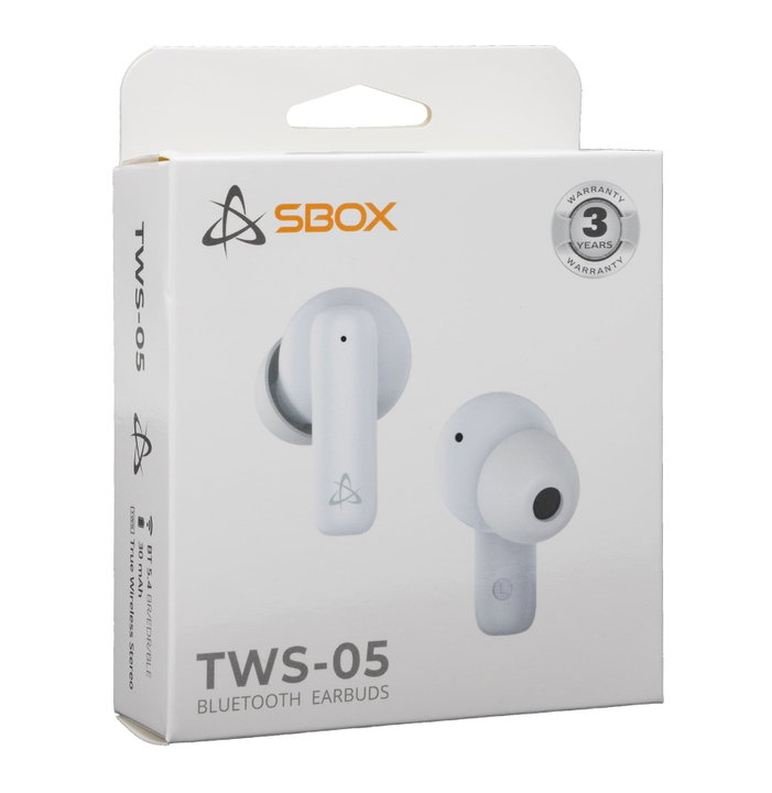 Auricolari Bluetooth v5.4 con Custodia di Ricarica EB-TWS05 Bianco - Sbox ICSB-EBTWS05WH
