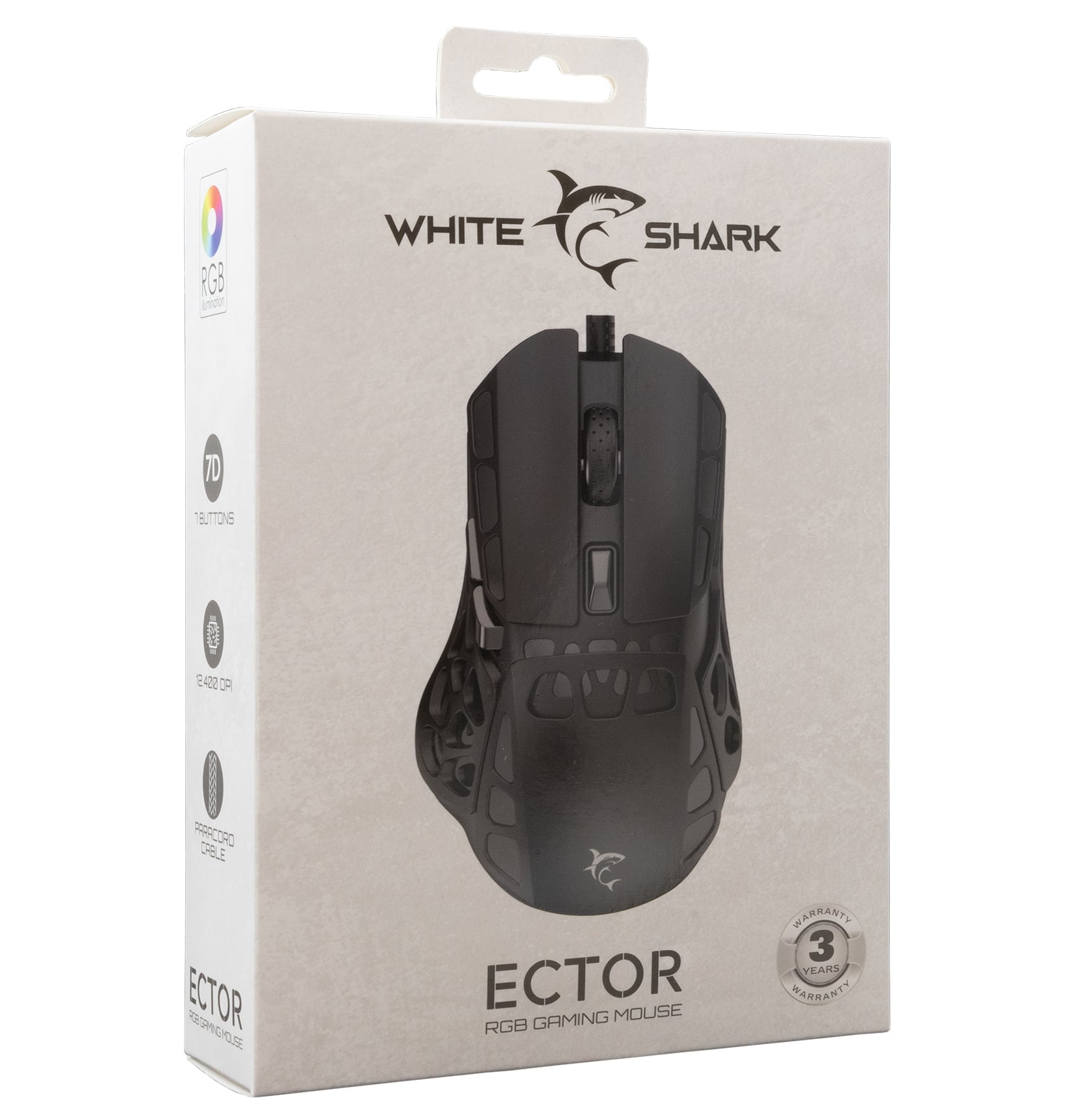 Optical Mouse USB Gaming 7200 Dpi RGB LED Backlight Black, ECTOR - White Shark ICSB-ECTORBK
