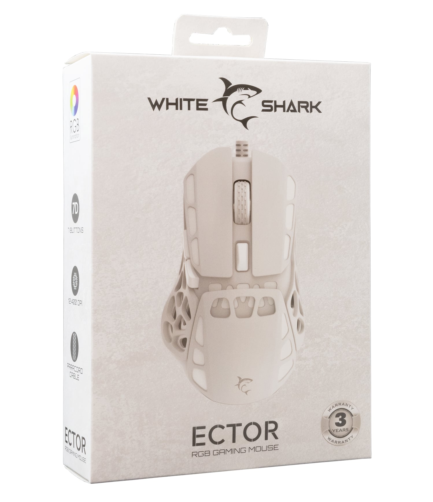 Optical Mouse USB Gaming 7200 Dpi LED Backlight RGB White, ECTOR - White Shark ICSB-ECTORWH